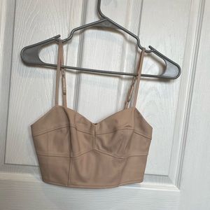 Cream leather crop top